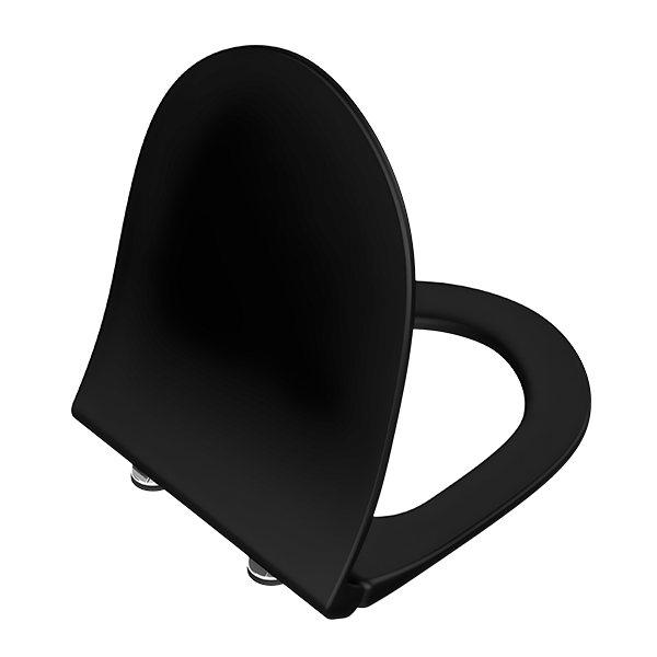 сиденье для унитаза тонкое дюропласт, микролифт, металл. петли цвет черный VITRA Sento 120-083-009