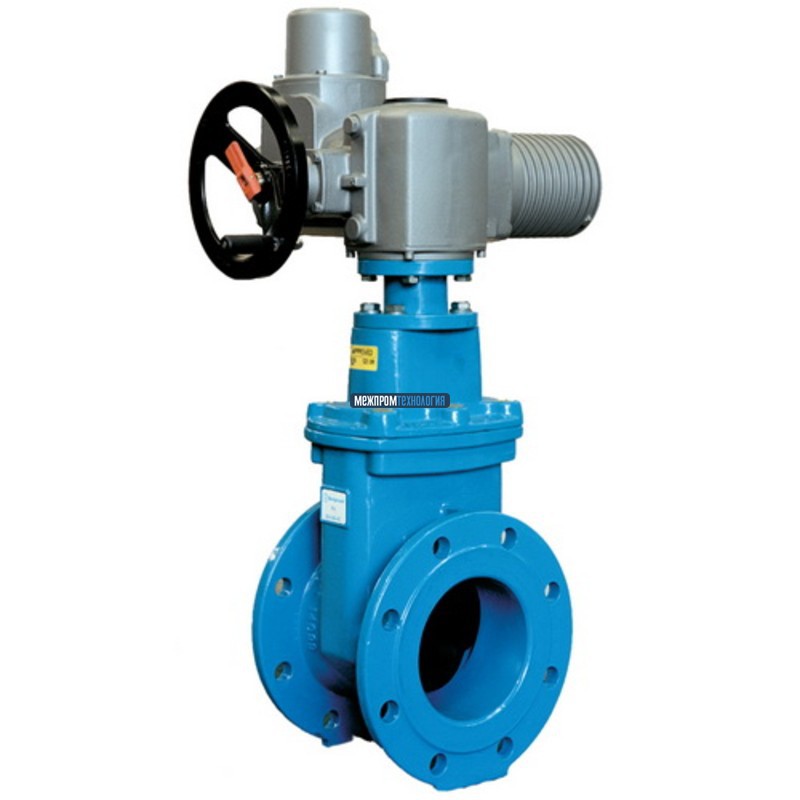 задвижка (затвор) шиберная Ду100 PN10 стальная c электроприводом 380В ...